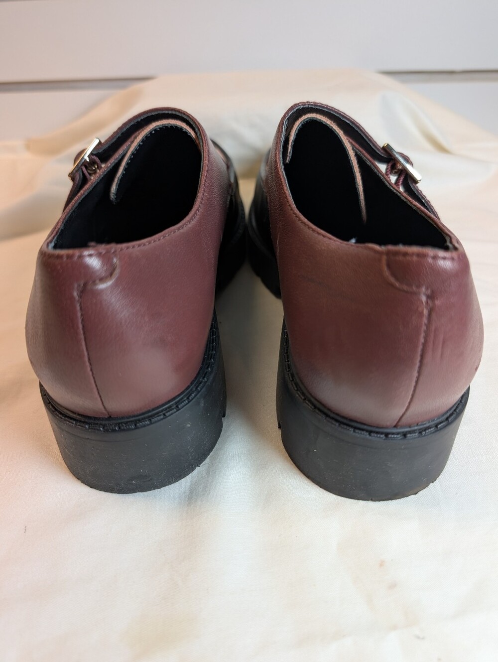 NWOB Seychelles Catch Me Platform Monk Strap Leather Loafers Burgandy 8 NWOB - Picture 4 of 9